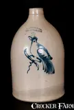 Haxstun & Co., HAXSTUN & CO. / FORT EDWARD, NY Stoneware Jug with Bird Decoration
