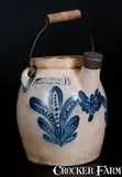 COWDEN & WILCOX / HARRISBURG, PA Stoneware Batter Pail w/ Exceptional Floral Decoration by Cowden & Wilcox, circa 1865, Stoneware, sold Oct 2015