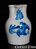 COWDEN & WILCOX / HARRISBURG, PA Stoneware Pitcher with Floral Decoration by Cowden & Wilcox, circa 1865, Stoneware, sold Oct 2015