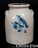 Haxstun & Co., 3 Gal. HAXSTUN & CO. / FORT EDWARD, NY Stoneware Crock w/ Bird Decoration