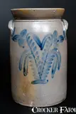 Miller & Davison, Very Rare MILLER & DAVISON / STRASBURG, VA Stoneware Churn w/ Profuse Decoration, circa 1880, Stoneware