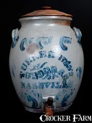 A. Russell, Very Rare A. RUSSELL / BEAVER, PA Stoneware Water Cooler with NASHVILLE Advertising, circa 1875-1885, Stoneware