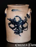 Rare COWDEN & WILCOX / HARRISBURG, PA Stoneware Jar w/ Slip-Trailed Floral Decoration by Cowden & Wilcox, circa 1865, Stoneware, sold Oct 2015