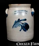 COWDEN & WILCOX / HARRISBURG. PA Stoneware Jar w/ Cobalt Floral Decoration by Cowden & Wilcox, circa 1865, Stoneware, sold Oct 2015