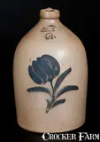 Evan R. Jones, 2 Gal. EVAN R. JONES / PITTSTON, PA Stoneware Jug with Floral Decoration, circa 1875, Stoneware