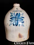 2 Gal. COWDEN & WILCOX / HARRISBURG, PA Stoneware Jug with Unusual Decoration by Cowden & Wilcox, circa 1865, Stoneware, sold Oct 2015