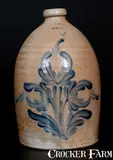 M. & T. Miller, Fine M. & T. MILLER / NEWPORT, PA Stoneware Jug w/ Floral Decoration