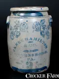James Hamilton & Co., JAMES HAMILTON & CO. / GREENSBORO, PA Stoneware Jar w/ Stenciled Rose Decoration