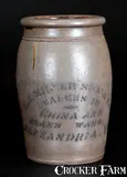 E. J. Miller & Co., Half-Gallon E.J. MILLER & CO. / ALEXANDRIA. VA Stoneware Jar, Western PA origin, circa 1875, Stoneware