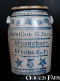 Hamilton & Jones, HAMILTON & JONES / GREENSBORO / Greene Co. Pa Stoneware Jar w/ Stars and Profuse Decoration