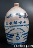 Samuel Booker, Rare SAMUEL BOOKER / Louisville, KY Stoneware Jug with Stars Decoration, circa 1875, Stoneware
