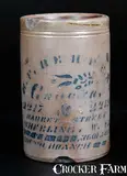 Herbert Behrens, H. F. BEHRENS / WHEELING, WV Stoneware Canning Jar w/ Profuse Stenciled Advertising, circa 1875, Stoneware
