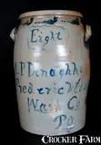 A.P. Donaghho, Exceptional "A. P. Donaghho / Fredericktown / Wash. Co. / Pa" 8 Gal. Stoneware Jar