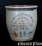 HAMILTON & JONES / GREENSBORO, PA Stoneware Cream Jar with Stenciled Decoration by Hamilton & Jones, circa 1875, Stoneware, sold Oct 2015