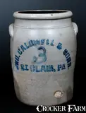 Jno. Caldwell & Sons, Rare JNO. CALDWELL & SONS / ST. CLAIR, PA Stoneware Jar, circa 1880, Stoneware