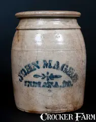 John L. Magee, Rare JOHN MAGEE / INDIANA, PA Stoneware Jar, circa 1875, Stoneware