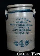A. Conrad Monongahela Pottery, A. CONRAD. / MONONGAHELA POTTERY / NEW GENEVA / PA Four-Gallon Stoneware Jar, circa 1875, Stoneware