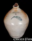 S. T. Brewer, Very Rare S. T. BREWER / NEW LONDON, CT Stoneware Jug w/ Incised Leaf, 1828-1830, 1828-1830, Stoneware