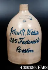 Ottman Bros, OTTMAN BROS. / FORT EDWARD, NY Stoneware Boston Advertising Jug, circa 1875, Stoneware