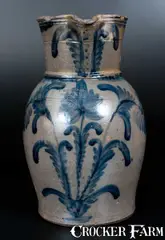 J. Keister & Co, Extremely Rare J. KEISTER & CO. / STRASBURG, VA Three-Gallon Stoneware Pitcher w/ Elaborate Floral Decoration, circa 1857-1870, Stoneware