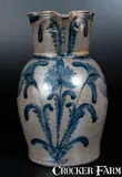 J. Keister & Co, Extremely Rare J. KEISTER & CO. / STRASBURG, VA Three-Gallon Stoneware Pitcher w/ Elaborate Floral Decoration, circa 1857-1870, Stoneware