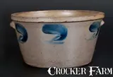 Miller & Woodard, Rare MILLER & WOODARD / STRASBURG, VA Stoneware Bowl w/ Cobalt Decoration, circa 1885, Stoneware