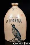 Ottman & Co., Rare "Tincture Arnica" Stoneware Bird Jug, HAXSTUN, OTTMAN & CO. / FORT EDWARD, NY