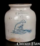 G. S. Guy & Co., Extremely Rare G. S. GUY & CO. / FORT EDWARD, NY Stoneware Jar w/ Incised Dog, circa 1882, Stoneware