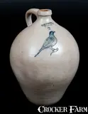I. Seymour, I. SEYMOUR / TROY Ovoid Stoneware Jug w/ Incised Bird Decoration