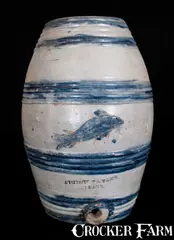 Atherton & Trice, Extremely Rare ATHERTON & TRICE / ALBANY Stoneware Fish Keg, 1820-6, 1820, Stoneware