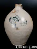 G. Lent, Rare G. LENT / TROY Stoneware Jug with Slip-Trailed Floral Decoration, circa 1820, Stoneware