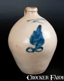 Humiston & Co., Rare ORCUTT, HUMISTON & CO. / TROY Ovoid Stoneware Jug with Floral Decoration, circa 1828-1829, Stoneware
