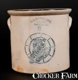 F. T. Wright & Son, F.T. WRIGHT & SON / STONE-WARE / TAUNTON, MASS Two-Gallon Crock w/ Stenciled Tiger, circa 1870, Stoneware