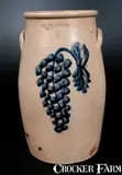 O. L. & A. K. Ballard, Fine O. L. & A. K. BALLARD / BURLINGTON, VT Stoneware Churn with Grapes Decoration, circa 1865, Stoneware