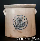 Stone Ware, F.T. WRIGHT & SON, / STONE WARE / TAUNTON, MASS. Three-Gallon Crock w/ Stenciled Tiger, circa 1870, Stoneware