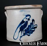 F.B. NORTON & CO / WORCESTER, MASS Three-Gallon Stoneware Crock w/ Cobalt Parrot Decoration by F. B. Norton & Co, circa 1870, Stoneware, sold Jul 2015