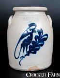 F. B. NORTON & CO. / WORCESTER, MASS. Stoneware Jar with Parrot Decoration by F. B. Norton & Co, circa 1870, Stoneware, sold Jul 2015