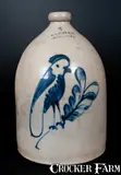 B.G. Chace & Co, B.G. CHACE & CO / PROVIDENCE R I Five-Gallon Advertising Jug w/ Cobalt Parrot att. Norton, Worcester, MA, circa 1870, Stoneware