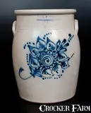 E. & L. P. NORTON / BENNINGTON, VT Stoneware Jar w/ Cobalt Floral Decoration by E & L P Norton, circa 1870, Stoneware, sold Jul 2015