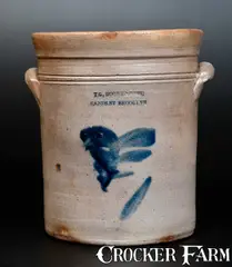 Potters, Scarce T. G. BOONE & SONS, POTTERS / NAVY ST. BROOKLYN Decorated Stoneware Crock, circa 1840, Stoneware