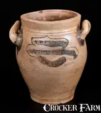 J. Remmey, Extremely Rare J. REMMEY / MANHATTAN-WELLS / NEW-YORK Half-Gallon Stoneware Jar w/ Incised Decoration, c1810