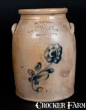 C. Vaupel Pottery, Rare C. VAUPEL / POTTERY / BROOKLYN Stoneware Jar w/ Floral Decoration, circa 1880, Stoneware