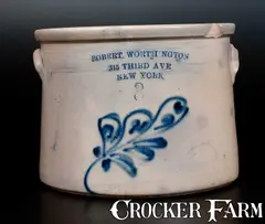 ROBERT WORTHINGTON / 2315 THIRD AVE / NEW YORK Advertising Crock by Third Ave, circa 1880, Stoneware, sold Jul 2015