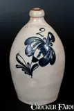 F. Stetzenmeyer, F. STETZENMEYER. / ROCHESTER, NY Stoneware Jug w/ Detailed Slip-Trailed Decoration