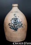 John Burger, JOHN BURGER / ROCHESTER Stoneware Jug with Detailed Floral Decoration, circa 1860, Stoneware