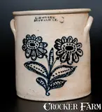 C. W. Braun, C. W. BRAUN / BUFFALO, N.Y. Six-Gallon Stoneware Jar w/ Elaborate Slip-Trailed Floral Decoration