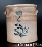 J. Burger Jr, J. BURGER JR. / ROCHESTER, NY Six-Gallon Stoneware Jar w/ Floral Decoration