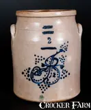 William Hart, Rare HART'S / FULTON (NY) 1874 Dated Stoneware Jar w/ Slip-Trailed Humanoid Figures