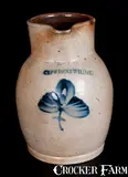 COWDEN & WILCOX / HARRISBURG, PA Stoneware Pitcher with Cobalt Flower by Cowden & Wilcox, circa 1865, Stoneware, sold Jul 2015