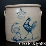 Rare W.A. MACQUOID & CO. / POTTERY WORKS. / LITTLE 12TH ST / NEW YORK Double-Bird Crock by W.A. Macquoid & Co. Pottery Works, circa 1870, Stoneware, sold Jul 2015